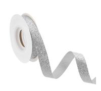 sourcing map 5/8" x 10 Yards Sparkle Ribbons, Wreath Crafts Cut Edge Ribbon, Sparkling Fabric Ribbon for Bow Making, Gift Wrapping, Festival Wedding Party Decoration, Silver