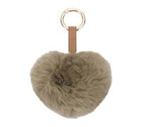 sourcing map 5.9" Heart Plush Keychain, Artificial Rabbit Hair Faux Fur Pompom Fluffy Bag Charm for Car Keyring, Purse Backpack Hand Bag Decorations, Handbag Buckle, Brown