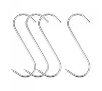 sourcing map 5.91"/ 15cm Meat Hooks, 0.16"/ 4mm Thick Stainless Steel Butcher S-Hook, Meat Processing for Chicken Fish Beef Hanging Drying Smoking 4Pcs