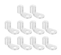 sourcing map 5 AWG - 3/16" Copper Wire Lugs, 90 Degree Bent Battery Cable Ends Battery Lugs Ring Terminals Connectors Bare Copper Eyelet for Marine Electrical Supplies (Silver, 10Pcs)
