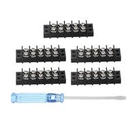 sourcing map 5 Circuits Screw Terminal Blocks, 300V 20A 9.5mm Pitch 5 Positions Dual Rows Terminal Strip with Flat Head Screwdriver for Electrical Wire Connecting, Pack of 5