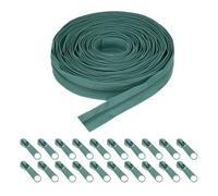 sourcing map #5 Nylon Coil Zippers 10 Yards 31mm Sewing Zippers Tapes Roll with 20 Replacement Zip Sliders for DIY Sewing Tailor Craft Supplies Bag Clothes, Gray Green