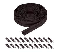 sourcing map #5 Nylon Coil Zippers 10 Yards 31mm Sewing Zippers Tapes Roll with 20 Replacement Zip Sliders for DIY Sewing Tailor Craft Supplies Bag Clothes, Dark Brown