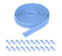 sourcing map #5 Nylon Coil Zippers 10 Yards 31mm Sewing Zippers Tapes Roll with 20 Replacement Zip Sliders for DIY Sewing Tailor Craft Supplies Bag Clothes, Sky Blue