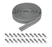 sourcing map #5 Nylon Coil Zippers 10 Yards 31mm Sewing Zippers Tapes Roll with 20 Replacement Zip Sliders for DIY Sewing Tailor Craft Supplies Bag Clothes, Light Gray
