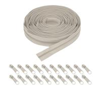 sourcing map #5 Nylon Coil Zippers 10 Yards 31mm Sewing Zippers Tapes Roll with 20 Replacement Zip Sliders for DIY Sewing Tailor Craft Supplies Bag Clothes, Khaki