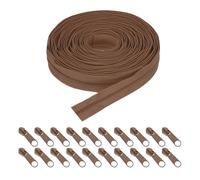 sourcing map #5 Nylon Coil Zippers 10 Yards 31mm Sewing Zippers Tapes Roll with 20 Replacement Zip Sliders for DIY Sewing Tailor Craft Supplies Bag Clothes, Light Brown