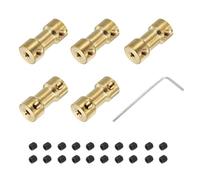 sourcing map 5 Pack 2mm to 2.3mm Brass Shaft Coupling Joint Connector with Screws and Hex Wrench Flexible Motor Shaft Coupler for Car Wheels Tires Shaft Motor