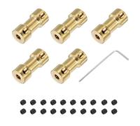 sourcing map 5 Pack 3mm to 3mm Brass Shaft Coupling Joint Connector with Screws and Hex Wrench Flexible Motor Shaft Coupler for Car Wheels Tires Shaft Motor