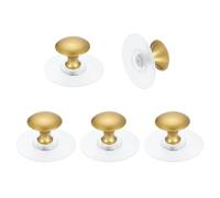 sourcing map 5 Pack Adhesive Cabinet Knobs, Stainless Steel Self-Stick Drawer Knobs, No Drilling Round Stick on Instant Handle Cabinet Pull for Wardrobe Cupboard Drawer Closet, Gold/Clear