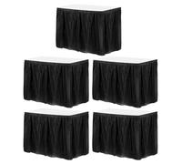 sourcing map 5 Pack Black Plastic Table Skirts, 29 in x 14 Ft Table Skirts for Rectangle Tables, Disposable Table Covers for Birthday Wedding Party