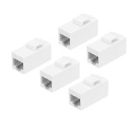 sourcing map 5 Pack Cat 6 Ethernet Coupler, RJ45 Cat6 Coupler Jacks Female to Female Ethernet Adapter, White, 15x32x22mm