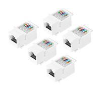 sourcing map 5 Pack Cat 6 Tool-Free RJ45 Ethernet Jack, Cat6 Coupler No Punch-Down Tool Required Module Connector Adapter, White
