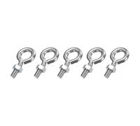 sourcing map 5 Pack Eye Bolts, M5 x 15mm 304 Stainless Steel Threaded EyeBolt Silver Eye Hooks with Nut for Hanging or Securing Cables