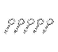 sourcing map 5 Pack Eye Bolts, M5 x 24mm 304 Stainless Steel Threaded EyeBolt Silver Eye Hooks with Nut for Hanging or Securing Cables