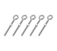 sourcing map 5 Pack Eye Bolts, M5 x 60mm 304 Stainless Steel Threaded EyeBolt Silver Eye Hooks with Nut for Hanging or Securing Cables