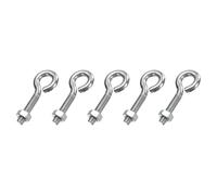 sourcing map 5 Pack Eye Bolts, M6 x 26mm 304 Stainless Steel Threaded EyeBolt Silver Eye Hooks with Nut for Hanging or Securing Cables