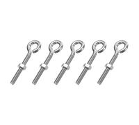 sourcing map 5 Pack Eye Bolts, M6 x 45mm 304 Stainless Steel Threaded EyeBolt Silver Eye Hooks with Nut for Hanging or Securing Cables