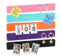 sourcing map 5 Pack Felt Pin Board Bar Strip, 33cm x 5cm Cork Board Bar Strips Self-Adhesive Bulletin Board Strips with 35 Push Pins for Paste Notes Photos, Black/Purple/Orange/Blue Green/Pink