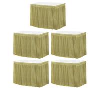 sourcing map 5 Pack Gold Plastic Table Skirts, 29 in x 14 Ft Table Skirts for Rectangle Tables, Disposable Table Covers for Birthday Wedding Party