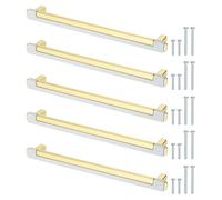 sourcing map 5 Pack Kitchen Cabinet Pulls, 8.6 Inch Single Hole Dresser Handles and Drawer Pulls 7-1/2 Inch Hole Center for Desk Dresser Cupboard White Gold