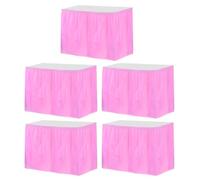 Sourcing Map 5 Pack Light Pink Plastic Table Skirts, 29x14ft, Rectangular, Waterproof, Disposable, Perfect for Weddings, Birthdays, Engagements