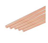 sourcing map 5 Pack Pure Copper Round Rod 5mm/0.2 Inch Diameter 100mm/4 Inch Length Solid Copper Rod Lathe Bar Stock for DIY Metal Craft Metal Working Hobbies