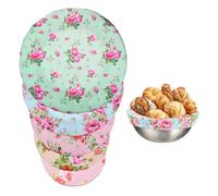 sourcing map 5 Pack Reusable Bowl Covers, Food Storage Bowl Covers in 5 Sizes Stretch Cloth Fabric Bread Sourdough Lids for Proofing Food Fruits Leftover, Large Floral Color