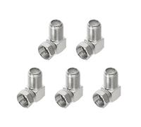 sourcing map 5 Pack Right Angle Coaxial Connector, F Female to F male Adapter 75 Ohm Coax Coaxial Extension Coupler for Broadcast, Antenna, Amplifier, CB Radio, Silver