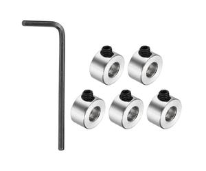 sourcing map 5 Pack Shaft Lock Collar, 4.05mm Bore Screw Lock Ring 9mm OD 5mm Height Steel Material Isolation for 3D Printer Accessories, Silver