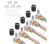 sourcing map 5 Pack WH148 Potentiometer B10K Ohm Single-Joint Variable Resistors 3 Terminals Linear Taper Rotary 20cm JST-XH2.54 Connector Wire With Knob Cap for Audio Volume Control