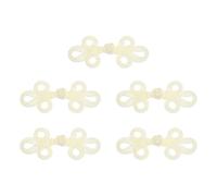 sourcing map 5 Pairs Chinese Knots Frog Buttons Closure Creamy White Sewing Buttons Fasteners for DIY Sewing Coats Cloak Sweater Bridal Costume Outfit