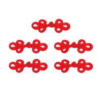 sourcing map 5 Pairs Chinese Knots Frog Buttons Closure Red Sewing Buttons Fasteners for DIY Sewing Coats Cloak Sweater Bridal Costume Outfit