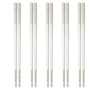 sourcing map 5 Pairs Stainless Steel Chopsticks, 21cm / 8.27 Inch Metal Chop Sticks Square Lightweight Chopsticks Tableware Accessories Bulk for Home Kitchen Hot Pot Cooking, Silver Tone