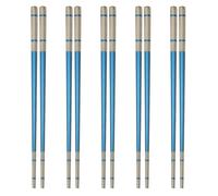 sourcing map 5 Pairs Stainless Steel Chopsticks, 21cm / 8.27 Inch Metal Chop Sticks Square Lightweight Chopsticks Tableware Accessories Bulk for Home Kitchen Hot Pot Cooking, Blue