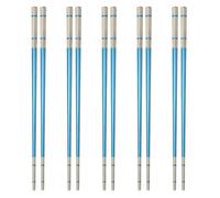 sourcing map 5 Pairs Stainless Steel Chopsticks, 23.5cm / 9.25 Inch Metal Chop Sticks Square Lightweight Chopsticks Tableware Accessories Bulk for Home Kitchen Hot Pot Cooking, Blue