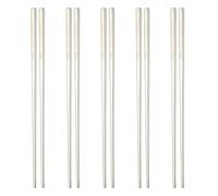 sourcing map 5 Pairs Stainless Steel Chopsticks, 23.5cm / 9.25 Inch Metal Chop Sticks Square Lightweight Chopsticks Tableware Accessories Bulk for Home Kitchen Hot Pot Cooking, Silver Tone