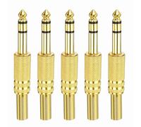 sourcing map 5 Pcs 1/4" Audio TS Plug, 6.35mm Mono Male Plug Cable Connector, TS Male Audio Cable Adapter for Speaker, Microphone, Guitar, 3.11"