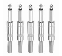 sourcing map 5 Pcs 1/4" Audio TS Plug, 6.35mm Mono Male Plug Cable Connector, TS Male Audio Cable Adapter for Speaker, Microphone, Guitar, 3.23" Silver