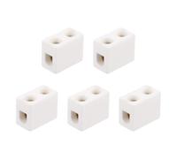 sourcing map 5 Pcs 1 Way Ceramics Terminal Blocks, 10A 110V-600V High Temp Porcelain Ceramic Electrical Connectors with Brass Conductors 19x10x14 mm for Electric Wire Cable