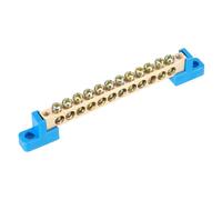 sourcing map 5 Pcs 12 Positions Bridge Design Terminal Bus Bar Terminal Block Brass Wire Screw for Electrical Distribution Blue 140x12x22mm