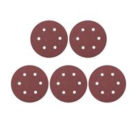 sourcing map 5 Pcs 150mm (6 Inch) Sanding Discs, 40 Grit Hook and Loop Sandpaper, 6-Hole Aluminum Oxide Orbital Sander Sandpaper for Woodworking Automotive Metal Polishing, Red