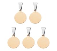 sourcing map 5 Pcs 15mm/0.59 Inch Round Blank Stamping Tags, Metal Charm Dog ID Tags for Pet Name Tag Making Crafts Decoration DIY Pendants, Rose Gold