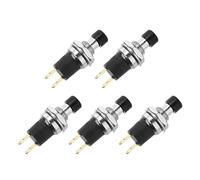 sourcing map 5 Pcs 1A 250V AC 7mm Mini Momentary Push Button Switch SPST NO Black Switch Button with Soldering Foot for Electronic Devices