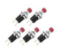 sourcing map 5 Pcs 1A 250V AC 7mm Mini Momentary Push Button Switch SPST NO Red Switch Button with Soldering Foot for Electronic Devices