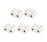 sourcing map 5 Pcs 2 Way Ceramics Terminal Blocks, 15A 110V-600V High Temp Porcelain Ceramic Electrical Connectors with Brass Conductors 29.5x21x16.5 mm for Electric Wire Cable