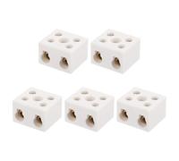 sourcing map 5 Pcs 2 Way Ceramics Terminal Blocks, 30A 110V-600V High Temp Porcelain Ceramic Electrical Connectors with Brass Conductors 32x28.5x21.7 mm for Electric Wire Cable