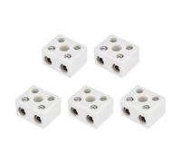 sourcing map 5 Pcs 2 Way Ceramics Terminal Blocks, 60A High Temp Porcelain Ceramic Electrical Connectors with Copper Conductors for 14 AWG-6 AWG Electric Wire Cable, 38.7x31x22.7mm