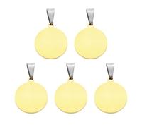sourcing map 5 Pcs 20mm/0.79 Inch Round Blank Stamping Tags, Metal Charm Dog ID Tags for Pet Name Tag Making Crafts Decoration DIY Pendants, Gold