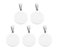 sourcing map 5 Pcs 20mm/0.79 Inch Round Blank Stamping Tags, Metal Charm Dog ID Tags for Pet Name Tag Making Crafts Decoration DIY Pendants, Silver
